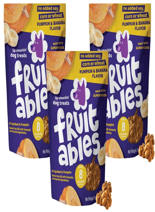 Fruitables Baked Pumpkin & Banana Dog Treats – Pack of 3 | Crunchy Natural Dog Snacks - Image 1